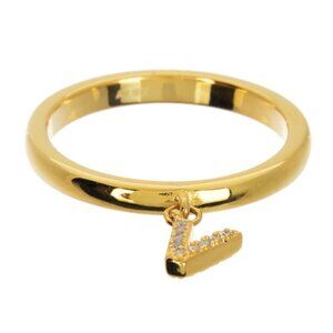 ARGENTO VIVO STERLING SILVER Pave V Initial Charm Ring